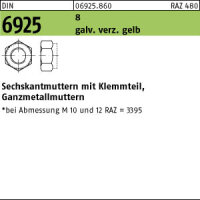 50 Sechskantmuttern DIN 6925 8 M16 verzinkt gelb chrom. C...
