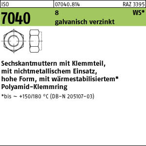 1000 Sechskantmuttern ISO 7040 8 M5 verzinkt, m. brauneMRing Stahl