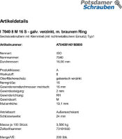 200 Sechskantmuttern ISO 7040 8 M16 verzinkt, m....