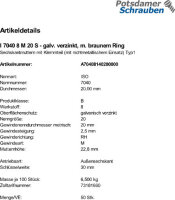 50 Sechskantmuttern ISO 7040 8 M20 verzinkt, m....