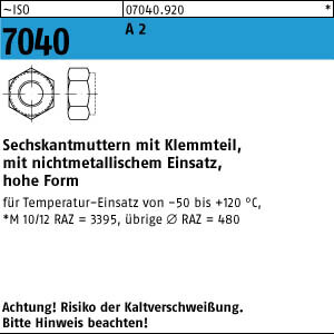 500 Sechskantmuttern ISO 7040 A2 M10 V2A Edelstahl