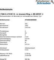 500 Sechskantmuttern ISO 7040 A2-70 M5 m. brauneMRing, n....