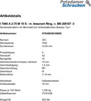 500 Sechskantmuttern ISO 7040 A2-70 M10 m. brauneMRing,...