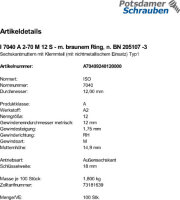 100 Sechskantmuttern ISO 7040 A2-70 M12 m. brauneMRing,...