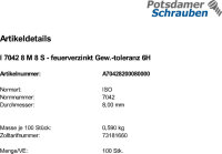 100 Sechskantmuttern ISO 7042 8 M8 feuerverzinkt...