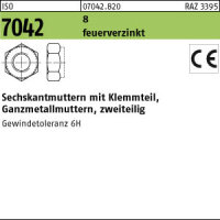 50 Sechskantmuttern ISO 7042 8 M20 feuerverzinkt...