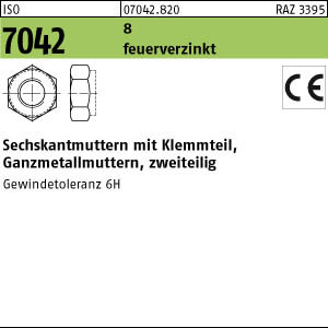 25 Sechskantmuttern ISO 7042 8 M24 feuerverzinkt Gew.-toleranz 6H tZn Stahl