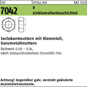 50 Sechskantmuttern ISO 7042 8 M20 zinklamellenbeschichtet flZn Stahl