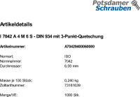 1000 Sechskantmuttern ISO 7042 A4 M6 mit...