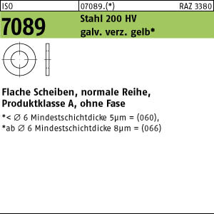200 Unterlegscheiben ISO 7089 gelb verzinkt M8 ( 8,4x16x1,6)
