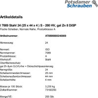 200 Unterlegscheiben ISO 7089 DiSP M24 (25x44x4 )