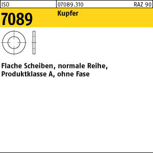 100 Unterlegscheiben ISO 7089 Kupfer M10 (10,5x20x2 )