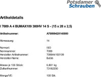 100 Edelstahl Unterlegscheiben ISO 7089 A4 BUMAX 109 M14 (15x28x2,5)
