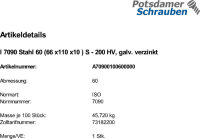 1 Unterlegscheiben ISO 7090 verzinkt M60 (66 x110 x10 )