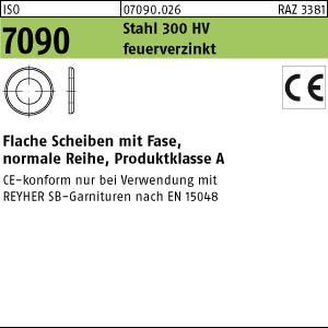 100 Unterlegscheiben ISO 7090 St. CE feuerverzinkt M8 ( 8,4x16x1,6)