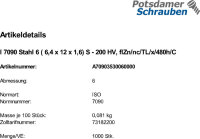 1000 Unterlegscheiben ISO 7090 zinklamellenbeschichtet M6...