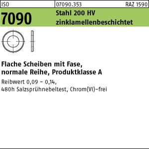 1000 Unterlegscheiben ISO 7090 zinklamellenbeschichtet M8 ( 8,4x16x1,6)
