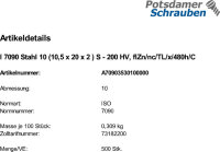 500 Unterlegscheiben ISO 7090 zinklamellenbeschichtet M10...