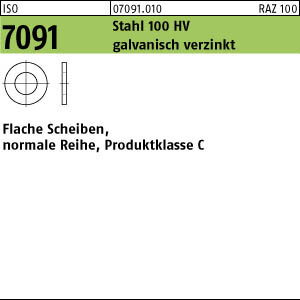 100 Scheiben ISO 7091 verzinkt 20