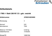 10000 Unterlegscheiben ISO 7093 -1 verzinkt 200HV M3