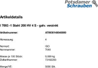 5000 Unterlegscheiben ISO 7093 -1 verzinkt 200HV M4