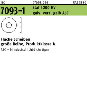 1000 Unterlegscheiben ISO 7093 -1 gelb verzinkt 200HV M3