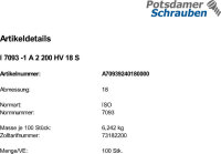 100 Edelstahl V2A Unterlegscheiben ISO 7093 -1 A2 200HV M18