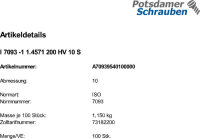 100 Edelstahl A5 Unterlegscheiben ISO 7093 -1 1.4571 200HV M10