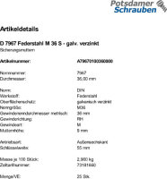 25 Sicherungsmuttern DIN 7967 Federstahl M36 verzinkt