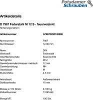 100 Sicherungsmuttern DIN 7967 Federstahl M12...