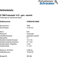 500 Federringe DIN 7980 verzinkt 14