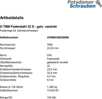100 Federringe DIN 7980 verzinkt 22