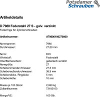 100 Federringe DIN 7980 verzinkt 27