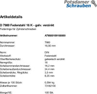 100 Federringe DIN 7980 verzinkt 16