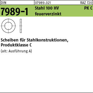 100 Scheiben,gestanzt DIN 7989 -1 feuerverzinkt 14 Pk C ÃœH 13,5x24x8