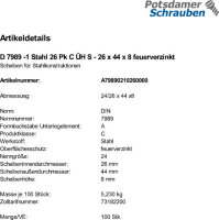 100 Scheiben,gestanzt DIN 7989 -1 feuerverzinkt 26 Pk C...