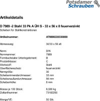 50 Scheiben DIN 7989 -2 feuerverzinkt 33 Pk A...