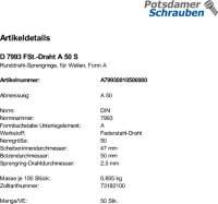 50 Runddraht Sprengringe DIN 7993 FSt.-Draht A 50 Federstahl