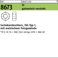 10 Sechskantmuttern ISO 8673 10 M30x1,5 verzinkt Stahl