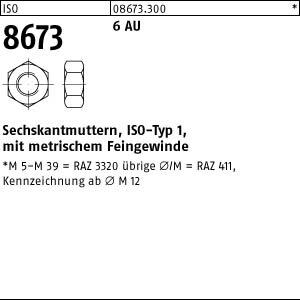 25 Sechskantmuttern ISO 8673 6 AU M22x1,5 Stahl
