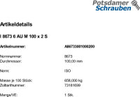 1 Sechskantmuttern ISO 8673 6 AU M100x2 Stahl