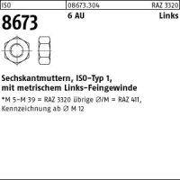 100 Sechskantmuttern ISO 8673 6 AU M8x1 -LH ungestempelt...