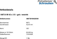 1 Sechskantmuttern ISO 8673 8 M42x3 verzinkt Stahl