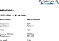 1 Sechskantmuttern ISO 8673 8 M42x1,5 schwarz schwarz Stahl