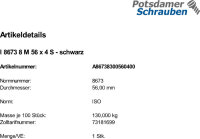 1 Sechskantmuttern ISO 8673 8 M56x4 schwarz schwarz Stahl