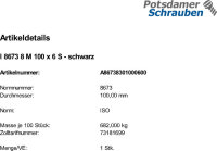 1 Sechskantmuttern ISO 8673 8 M100x6 schwarz schwarz Stahl
