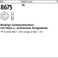 100 Sechskantmutter mit Fasen ISO 8675 04 M12x1,5 Stahl