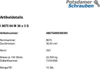 10 Sechskantmutter mit Fasen ISO 8675 04 M36x3 Stahl