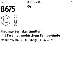 10 Sechskantmutter mit Fasen ISO 8675 04 M42x3 Stahl