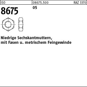 100 Sechskantmutter mit Fasen ISO 8675 05 M12x1,5 Stahl